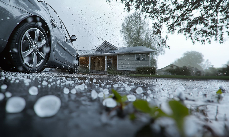 Autofahrer bei Hagel